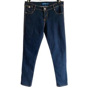 JUDY BLUE Contrast Hem Stitch Y2K Skinny Jeans Size 15/32